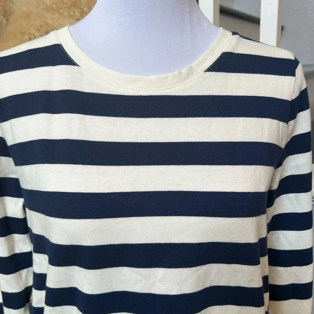 J.Crew Rugby Side Button Long Sleeve Stripe Shirt Top Size Small